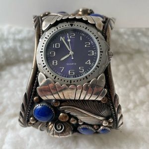 Large Lapis Coral Bear Claw Watch Cuff